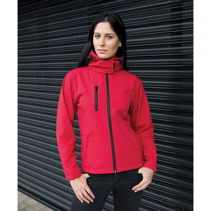 Women's Core TX performance hooded softshell jacket - Red/Black XS